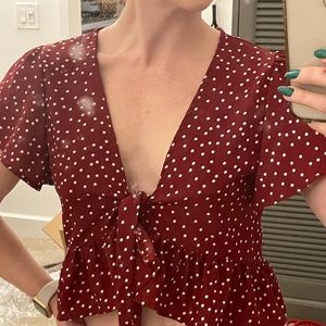 Shein red polka dot top.